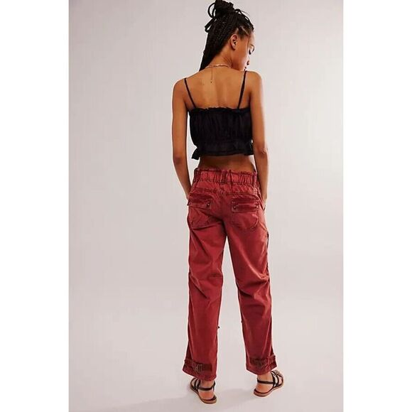 Free People Can't Compare Slouch Pants Cargo Zipper Pockets Jasper Medium M NEW - Picture 6 of 10